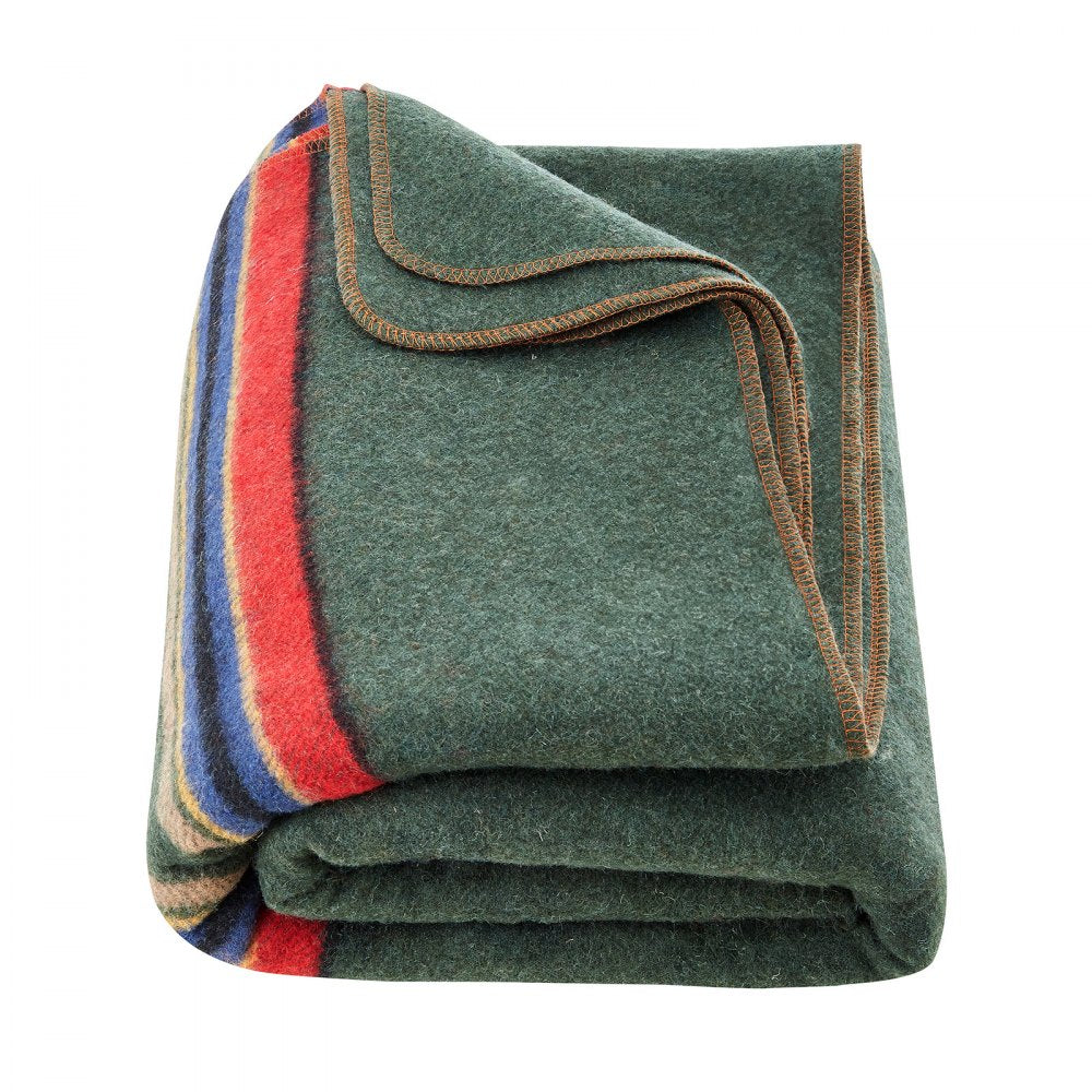 VEVOR Wool Camping Blanket, Large Warm Stadium Blanket, Waterproof & Windproof, Flame Retardant, Great for Outdoors, Picnics, Hiking, Sports Events, Travel, 64" x 88" (80% Wool), Texture Multicolor