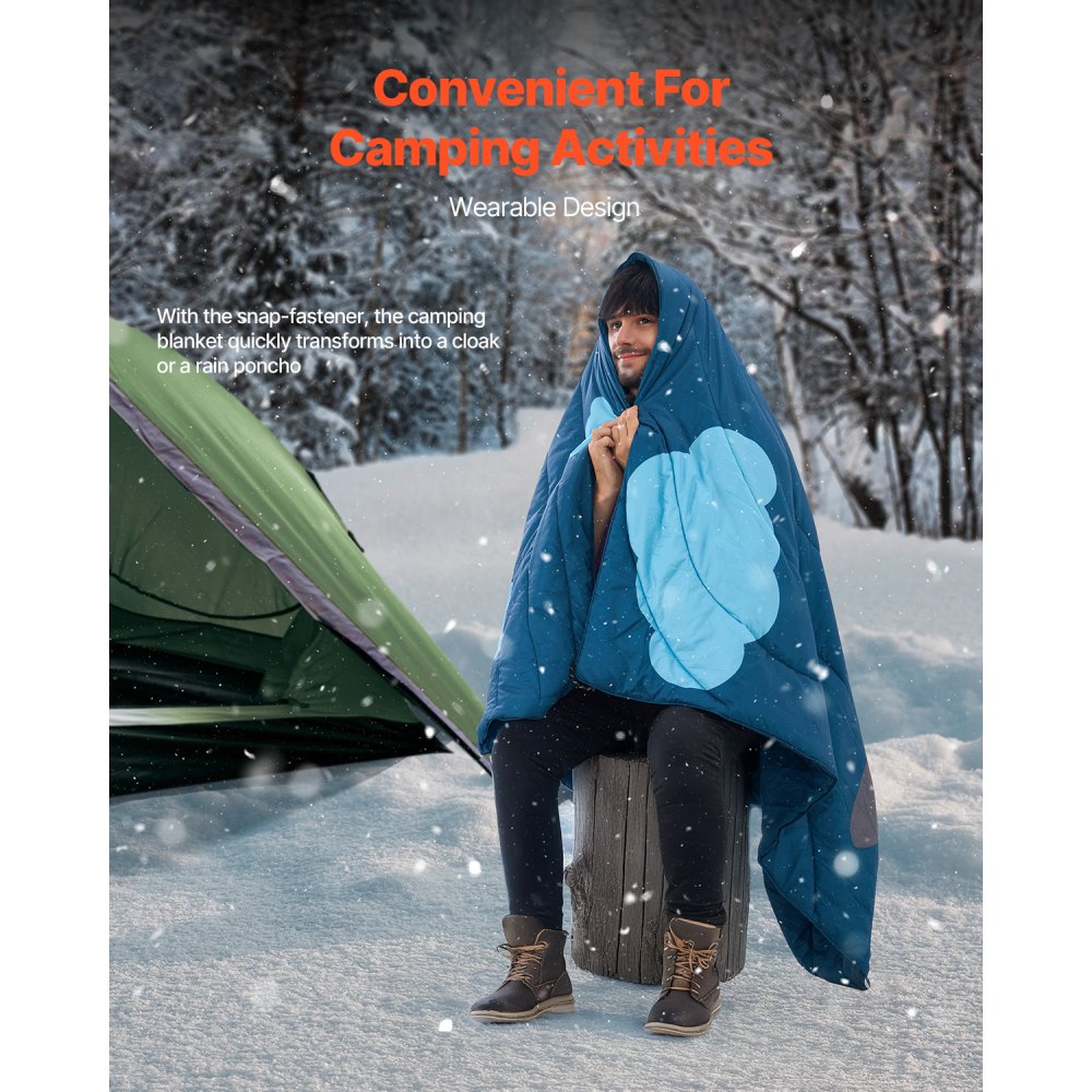 VEVOR Camping Blanket, Large Warm Wearable Stadium Blanket, Waterproof & Windproof, Polyester Fiber, Flame Retardant, Great for Outdoors, Picnics, Hiking, Sports Events, Travel, 75" x 52", Printed