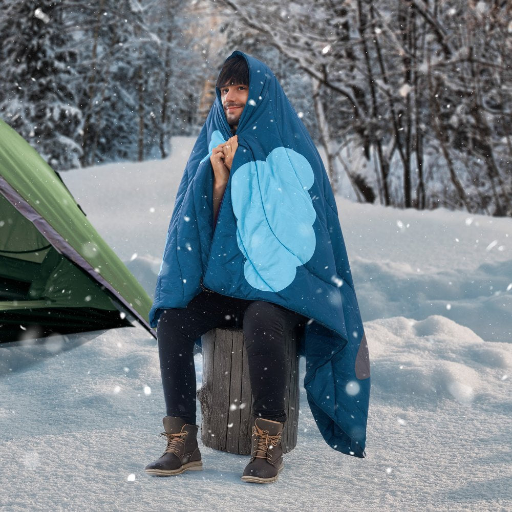 VEVOR Camping Blanket, Large Warm Wearable Stadium Blanket, Waterproof & Windproof, Polyester Fiber, Flame Retardant, Great for Outdoors, Picnics, Hiking, Sports Events, Travel, 75" x 52", Printed