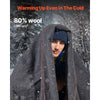 VEVOR Wool Camping Blanket, Large Warm Stadium Blanket, Waterproof & Windproof, Flame Retardant, Great for Outdoors, Picnics, Hiking, Sports Events, Travel, 64" x 88" (80% Wool), Light Grey