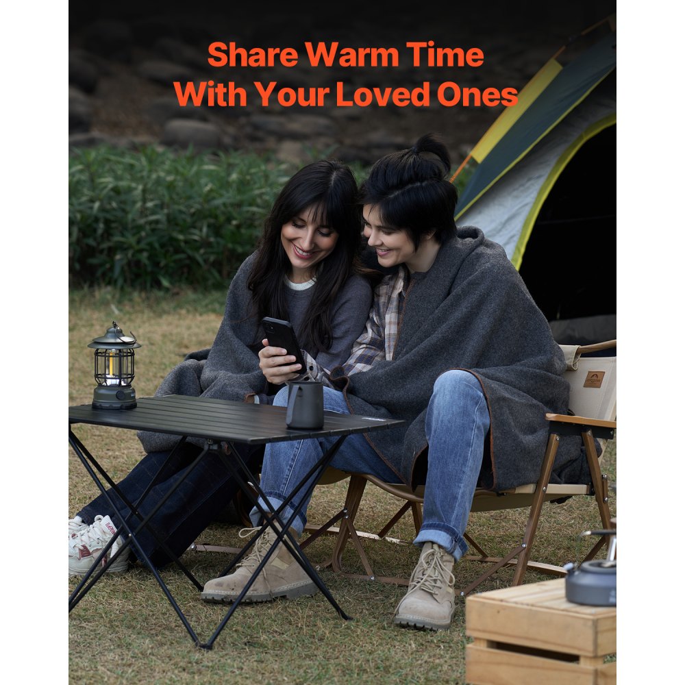 VEVOR Wool Camping Blanket, Large Warm Stadium Blanket, Waterproof & Windproof, Flame Retardant, Great for Outdoors, Picnics, Hiking, Sports Events, Travel, 64" x 88" (80% Wool), Light Grey
