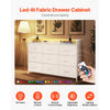 VEVOR 9 Drawer Dresser, Fabric Drawer Dresser with Fabric Bin, Storage Drawers with Sturdy Metal Frame, LED Lights & Built-in Outlet, Fabric Storage Tower for Bedroom, Hallway, White