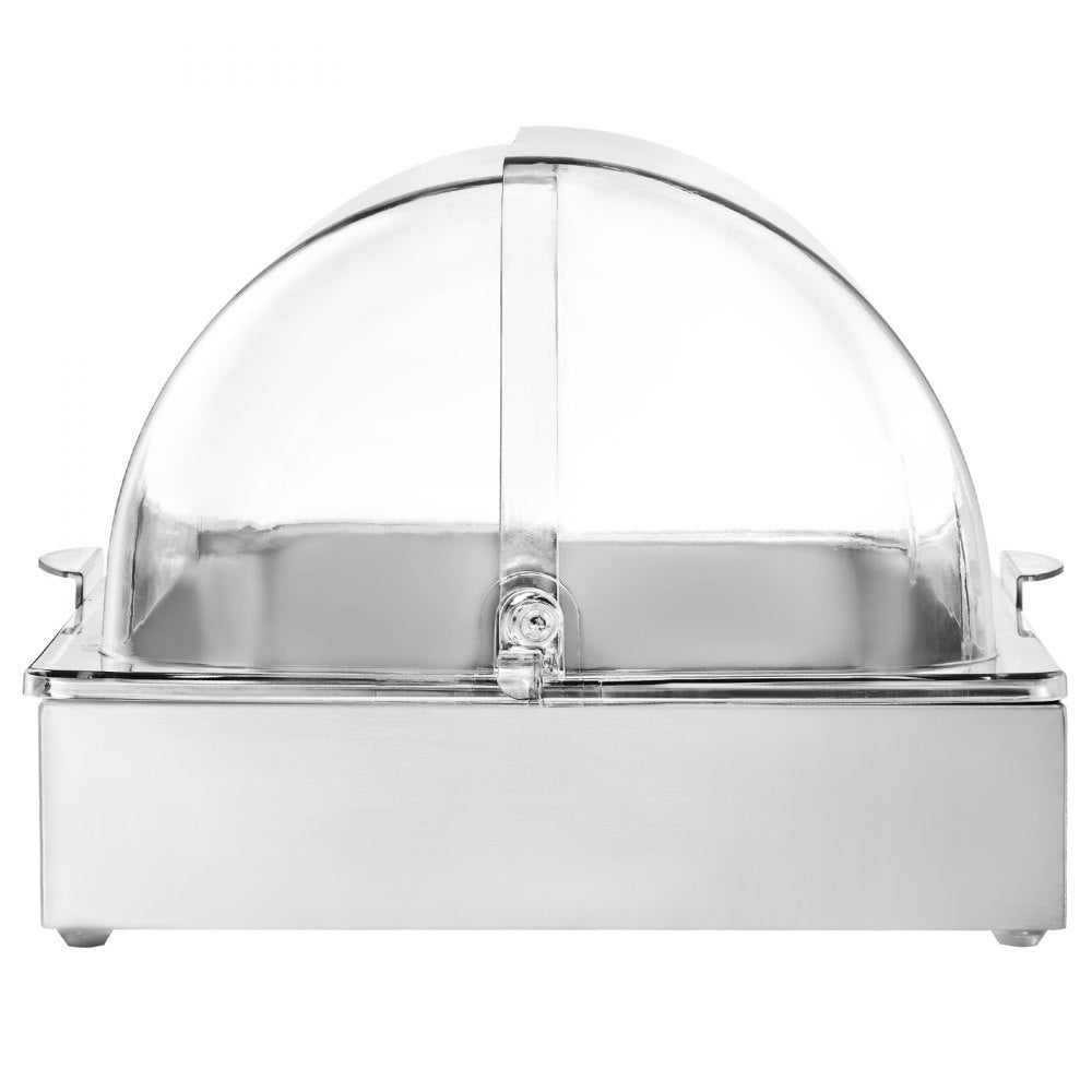 VEVOR Countertop Food Serving Display Container, 1 x 1 Pan Stainless Steel Food Serving Tray, Buffet Condiment Dispenser Display Rack with Clear Lid & 3 Ice Trays, for Restaurant Hotel Kitchen Party