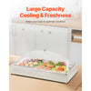 VEVOR Countertop Food Serving Display Container, 1 x 1 Pan Stainless Steel Food Serving Tray, Buffet Condiment Dispenser Display Rack with Clear Arc Lid & 3 Ice Trays, for Restaurant, Hotel, Party