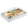 VEVOR Countertop Food Serving Display Container, 1 x 1 Pan Stainless Steel Food Serving Tray, Buffet Condiment Dispenser Display Rack with Clear Arc Lid & 3 Ice Trays, for Restaurant, Hotel, Party