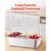 VEVOR Countertop Food Serving Display Container, 5 Pan Stainless Steel Food Serving Tray, Buffet Condiment Dispenser Display Rack with Clear Lid & 3 Freezer Boxes, for Restaurant Hotel Kitchen Party
