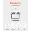 VEVOR Countertop Food Serving Display Container, 4 Pan Stainless Steel Food Serving Tray, Buffet Condiment Dispenser Display Rack with Clear Lid & 3 Freezer Boxes, for Restaurant Hotel Kitchen Party