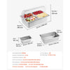 VEVOR Countertop Food Serving Display Container, 4 Pan Stainless Steel Food Serving Tray, Buffet Condiment Dispenser Display Rack with Clear Lid & 3 Freezer Boxes, for Restaurant Hotel Kitchen Party
