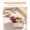 VEVOR Countertop Food Serving Display Container, 6 Pan Stainless Steel Food Serving Tray, Buffet Condiment Dispenser Display Rack with Clear Lid & 3 Freezer Boxes, for Restaurant Hotel Kitchen Party