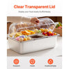 VEVOR Countertop Food Serving Display Container, 6 Pan Stainless Steel Food Serving Tray, Buffet Condiment Dispenser Display Rack with Clear Lid & 3 Freezer Boxes, for Restaurant Hotel Kitchen Party