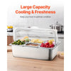 VEVOR Countertop Food Serving Display Container, 6 Pan Stainless Steel Food Serving Tray, Buffet Condiment Dispenser Display Rack with Clear Lid & 3 Freezer Boxes, for Restaurant Hotel Kitchen Party