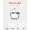 VEVOR Countertop Food Serving Display Container, 6 Pan Stainless Steel Food Serving Tray, Buffet Condiment Dispenser Display Rack with Clear Lid & 3 Freezer Boxes, for Restaurant Hotel Kitchen Party