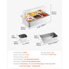 VEVOR Countertop Food Serving Display Container, 6 Pan Stainless Steel Food Serving Tray, Buffet Condiment Dispenser Display Rack with Clear Lid & 3 Freezer Boxes, for Restaurant Hotel Kitchen Party