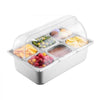 VEVOR Countertop Food Serving Display Container, 6 Pan Stainless Steel Food Serving Tray, Buffet Condiment Dispenser Display Rack with Clear Lid & 3 Freezer Boxes, for Restaurant Hotel Kitchen Party