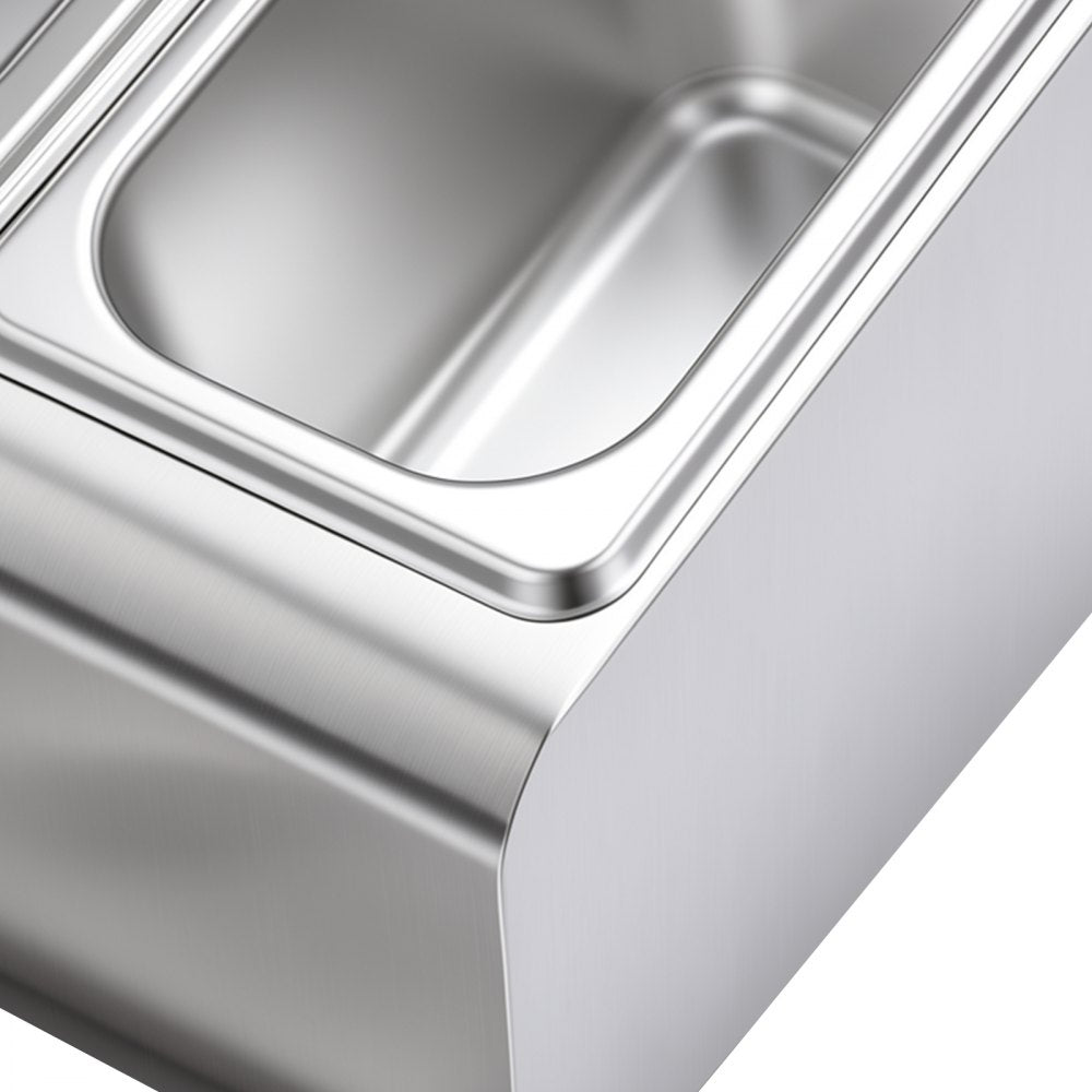 VEVOR Countertop Food Serving Display Container, Stainless Steel Food Salad Server Tray, Buffet Condiment Dispenser, Ice Cooled Rack with Separate Lid, for Restaurant Hotel Kitchen (2x1/6+3x1/9 Pan)