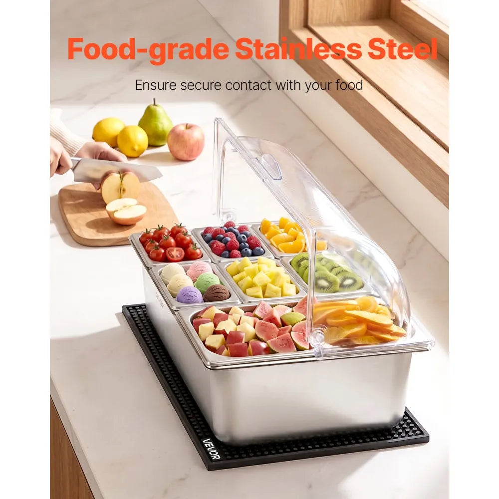 Serve Rack Container Vevor Food Serving Display Container Stainless Steel Salad Server Tray ...