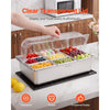 VEVOR Countertop Food Serving Display Container, Stainless Steel Food Salad Server Tray, Buffet Condiment Dispenser, Ice Cooled Rack with Clear Roll Top Cover, for Restaurant Hotel (1x1/3+6x1/9 Pan)