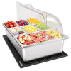 VEVOR Countertop Food Serving Display Container, Stainless Steel Food Salad Server Tray, Buffet Condiment Dispenser, Ice Cooled Rack with Clear Roll Top Cover, for Restaurant Hotel (1x1/3+6x1/9 Pan)