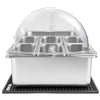 VEVOR Countertop Food Serving Display Container, Stainless Steel Food Salad Server Tray, Buffet Condiment Dispenser, Ice Cooled Rack with Clear Roll Top Cover, for Restaurant Hotel (1x1/3+6x1/9 Pan)