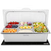 VEVOR Countertop Food Serving Display Container, Stainless Steel Food Salad Server Tray, Buffet Condiment Dispenser, Ice Cooled Rack with Clear Roll Top Cover, for Restaurant Hotel (1x1/3+6x1/9 Pan)