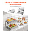 VEVOR Countertop Food Serving Display Container, 2 Tier Stainless Steel Food Salad Server Tray, Buffet Condiment Dispenser, Ice Cooled Rack with Clear Roll Top Cover, for Restaurant Hotel (1/1 Pan x2)