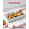 VEVOR Countertop Food Serving Display Container, 2 Tier Stainless Steel Food Salad Server Tray, Buffet Condiment Dispenser, Ice Cooled Rack with Clear Roll Top Cover, for Restaurant Hotel (1/1 Pan x2)