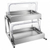 VEVOR Countertop Food Serving Display Container, 2 Tier Stainless Steel Food Salad Server Tray, Buffet Condiment Dispenser, Ice Cooled Rack with Clear Roll Top Cover, for Restaurant Hotel (1/1 Pan x2)