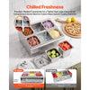 VEVOR Countertop Food Serving Display Container, Stainless Steel Food Salad Server Tray, Buffet Condiment Dispenser, Ice Cooled Rack with Separate Lid, for Restaurant Hotel Kitchen Party (6x1/6 Pan)