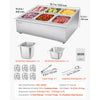 VEVOR Countertop Food Serving Display Container, Stainless Steel Food Salad Server Tray, Buffet Condiment Dispenser, Ice Cooled Rack with Separate Lid, for Restaurant Hotel Kitchen Party (6x1/6 Pan)