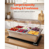 VEVOR Countertop Food Serving Display Container, Stainless Steel Food Salad Server Tray, Buffet Condiment Dispenser, Ice Cooled Rack with Clear Roll Top Cover, for Restaurant Hotel (6x1/6 Pan x2)