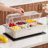 VEVOR Countertop Food Serving Display Container, Stainless Steel Food Salad Server Tray, Buffet Condiment Dispenser, Ice Cooled Rack with Clear Roll Top Cover, for Restaurant Hotel (6x1/6 Pan x2)