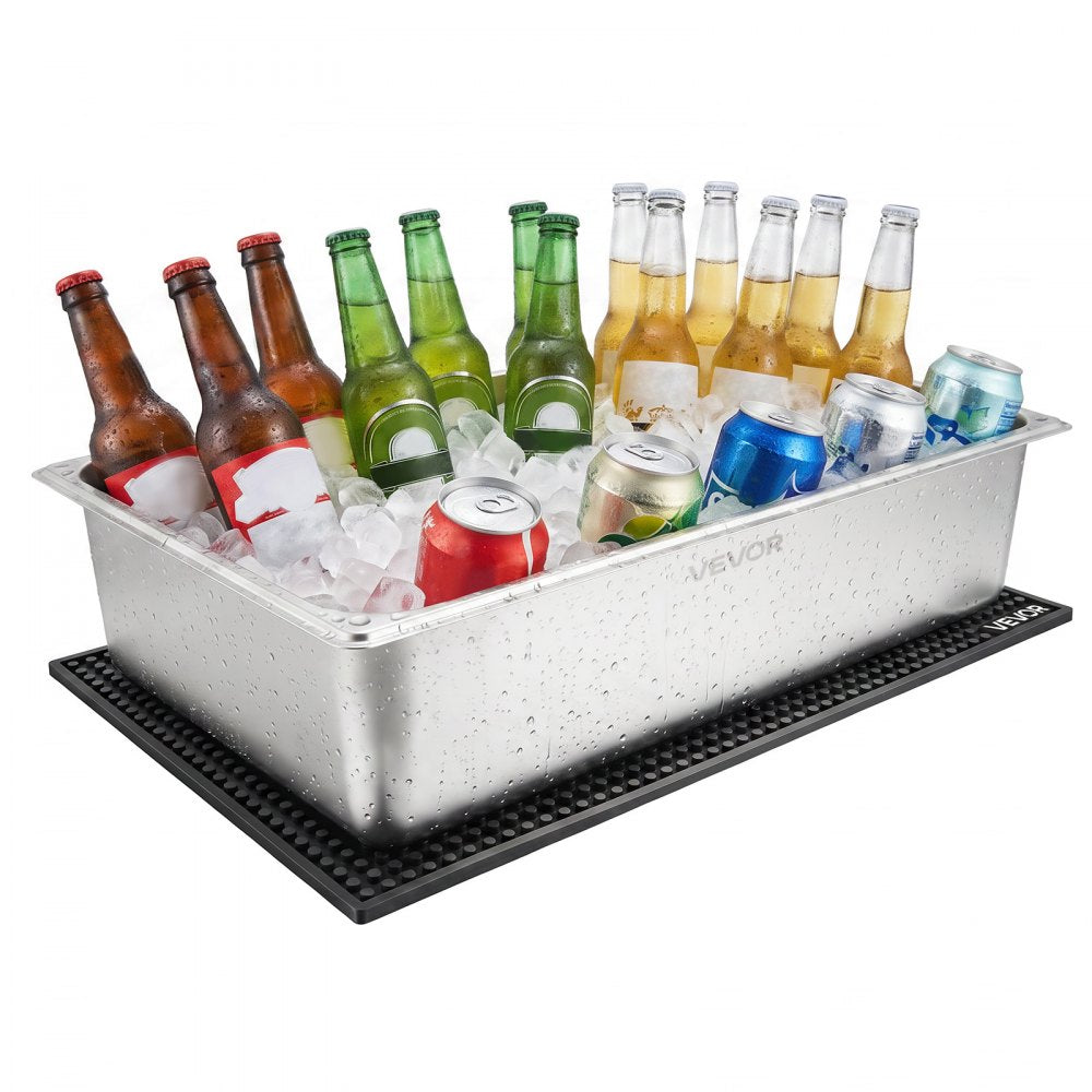 VEVOR Countertop Food Serving Display Container, Stainless Steel Food Salad Server Tray, Buffet Condiment Dispenser, Ice Cooled Rack with Clear Roll Top Cover, for Restaurant Hotel (6x1/6 Pan x2)
