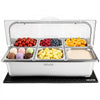 VEVOR Countertop Food Serving Display Container, Stainless Steel Food Salad Server Tray, Buffet Condiment Dispenser, Ice Cooled Rack with Clear Roll Top Cover, for Restaurant Hotel (6x1/6 Pan x2)
