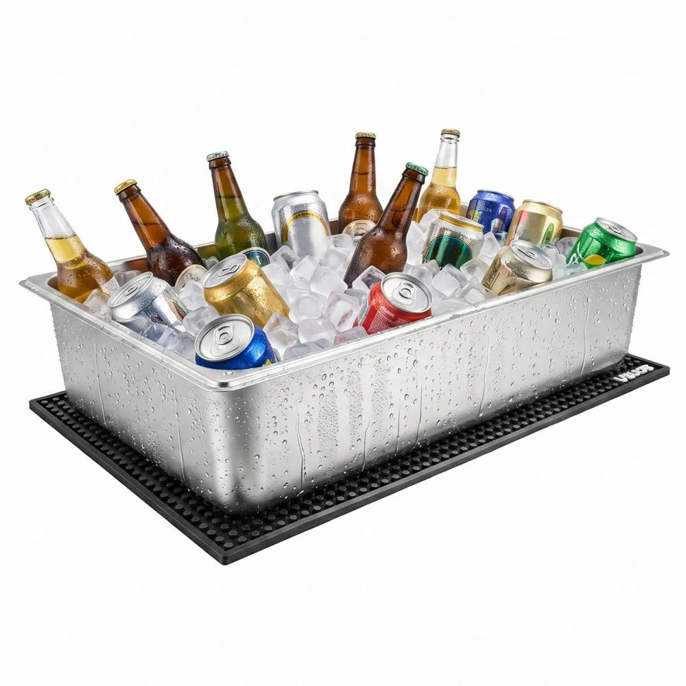 VEVOR Countertop Food Serving Display Container, Stainless Steel Food Salad Server Tray, Buffet Condiment Dispenser, Ice Cooled Rack with Separate Lid, for Restaurant, Hotel, Party (6x1/6 Pan)