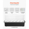 VEVOR Chilled Condiment Server, 6 Compartment Ice Cooled Condiment Serving Container, Chilled Garnish Tray Bar Caddy with Lid, for Bartending & Serving Taco, Salad, Fruit, Home & Restaurant Supplies
