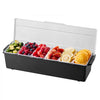 VEVOR Ice Cooled Condiment Serving Container, 6 Compartments Chilled Server, Fruit Veggie Condiment Caddy, Plastic Garnish Station Lid Dispenser Tray, for Bartending & Serving Taco Restaurant Supplies