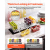 VEVOR Chilled Condiment Server Caddy, 5 Compartment Ice Cooled Serving Container, Plastic Fruit Garnish Tray Platter with Separate Lid, for Taco Salad Bar Accessories, Party Home Restaurant Supplies