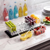 VEVOR Chilled Condiment Server Caddy, 5 Compartment Ice Cooled Serving Container, Plastic Fruit Garnish Tray Platter with Separate Lid, for Taco Salad Bar Accessories, Party Home Restaurant Supplies
