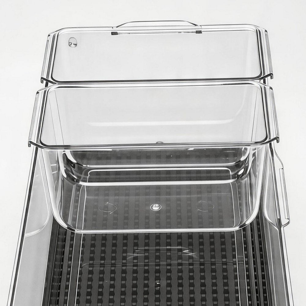 VEVOR Chilled Condiment Server Caddy, 5 Compartment Ice Cooled Serving Container, Plastic Fruit Garnish Tray Platter with Separate Lid, for Taco Salad Bar Accessories, Party Home Restaurant Supplies