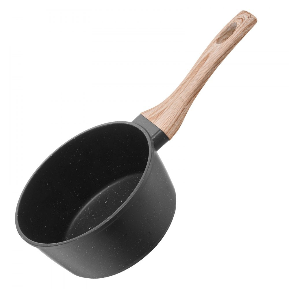 VEVOR 1.5 QT Saucepan, Nonstick Saucepan with Tempered Glass Lid, Multipurpose Cooking Sauce Pot with Detachable Handle, Sauce Pan Small Kitchen Cooking Pot with Coating, Induction Compatible, Black