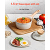 VEVOR 1.5 QT Saucepan, Nonstick Saucepan with Tempered Glass Lid, Multipurpose Cooking Sauce Pot with Detachable Handle, Sauce Pan Small Kitchen Cooking Pot with Coating, Induction Compatible, White
