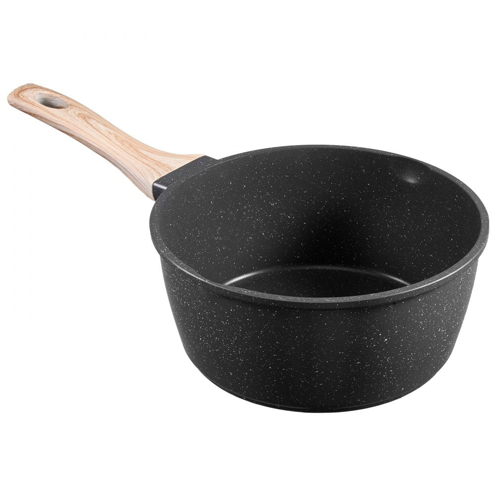 VEVOR 2.5 QT Saucepan, Nonstick Saucepan with Tempered Glass Lid, Multipurpose Cooking Sauce Pot with Detachable Handle, Sauce Pan Small Kitchen Cooking Pot with Coating, Induction Compatible, Black