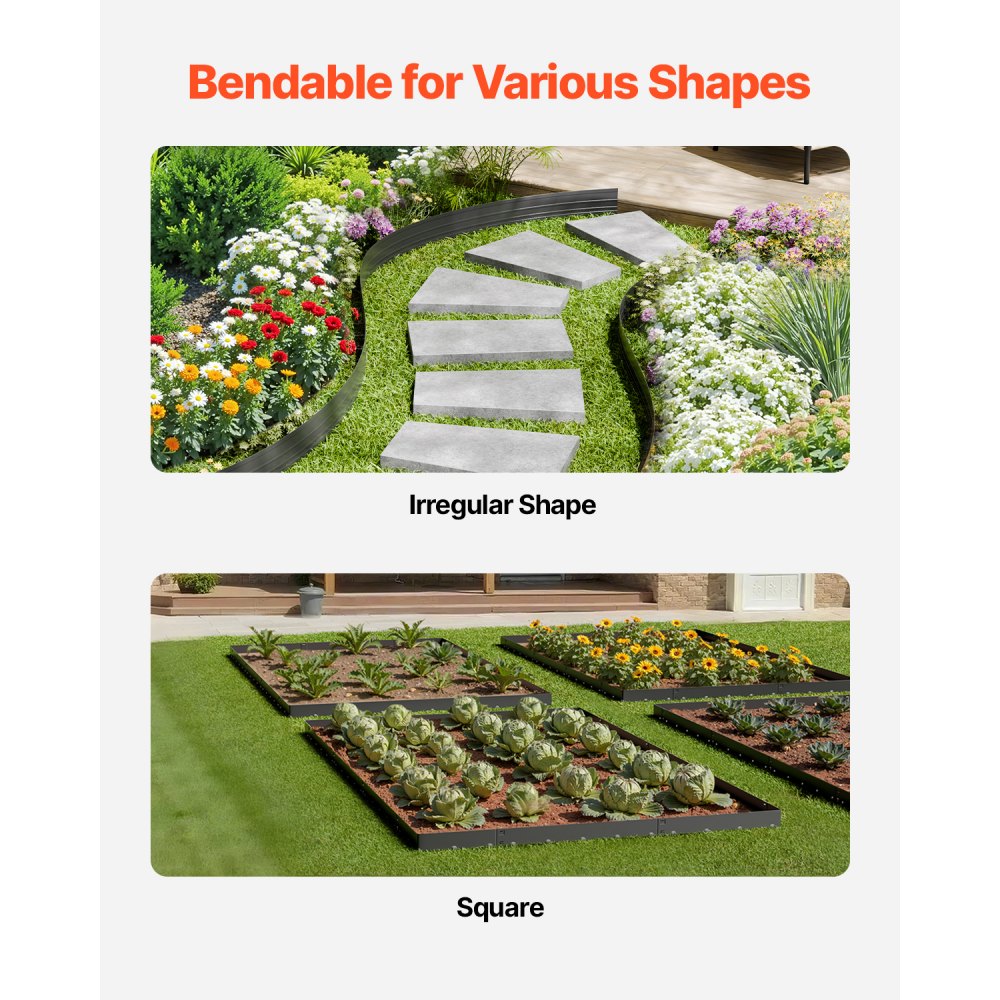 VEVOR Metal Landscape Edging, 10 Packs 60 in Rust-Resistant Aluminum Alloy Landscape Edging, Bendable Garden Edging Border, Heavy Duty Lawn Edging Fence for Flower Bed Yard Pathway