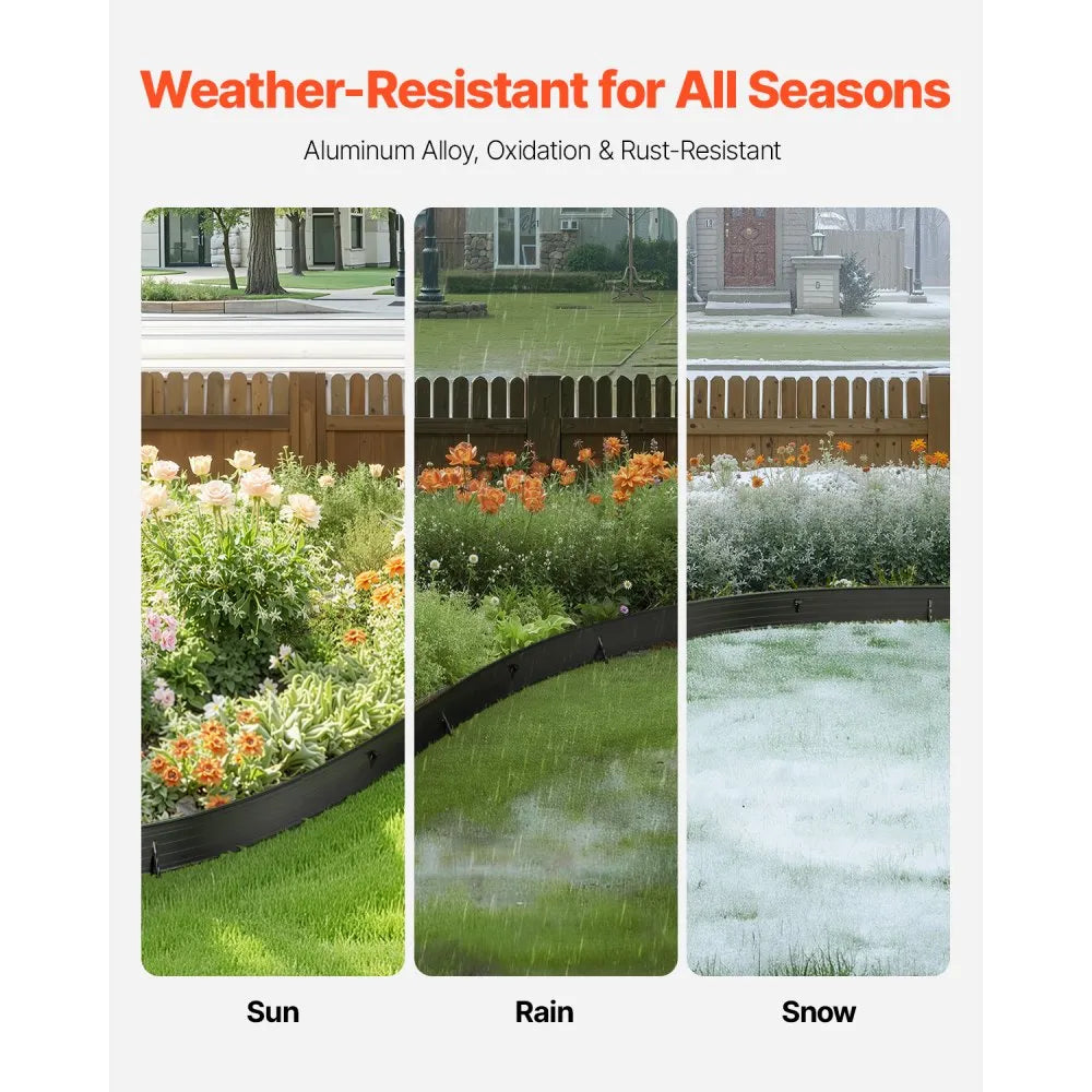VEVOR Metal Landscape Edging, 8 Packs 72 in Rust-Resistant Aluminum Alloy Landscape Edging, Bendable Garden Edging Border, Heavy Duty Lawn Edging Fence for Flower Bed Yard Pathway