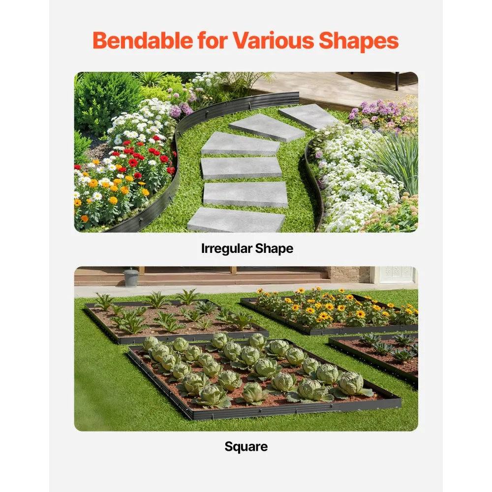 VEVOR Metal Landscape Edging, 8 Packs 72 in Rust-Resistant Aluminum Alloy Landscape Edging, Bendable Garden Edging Border, Heavy Duty Lawn Edging Fence for Flower Bed Yard Pathway