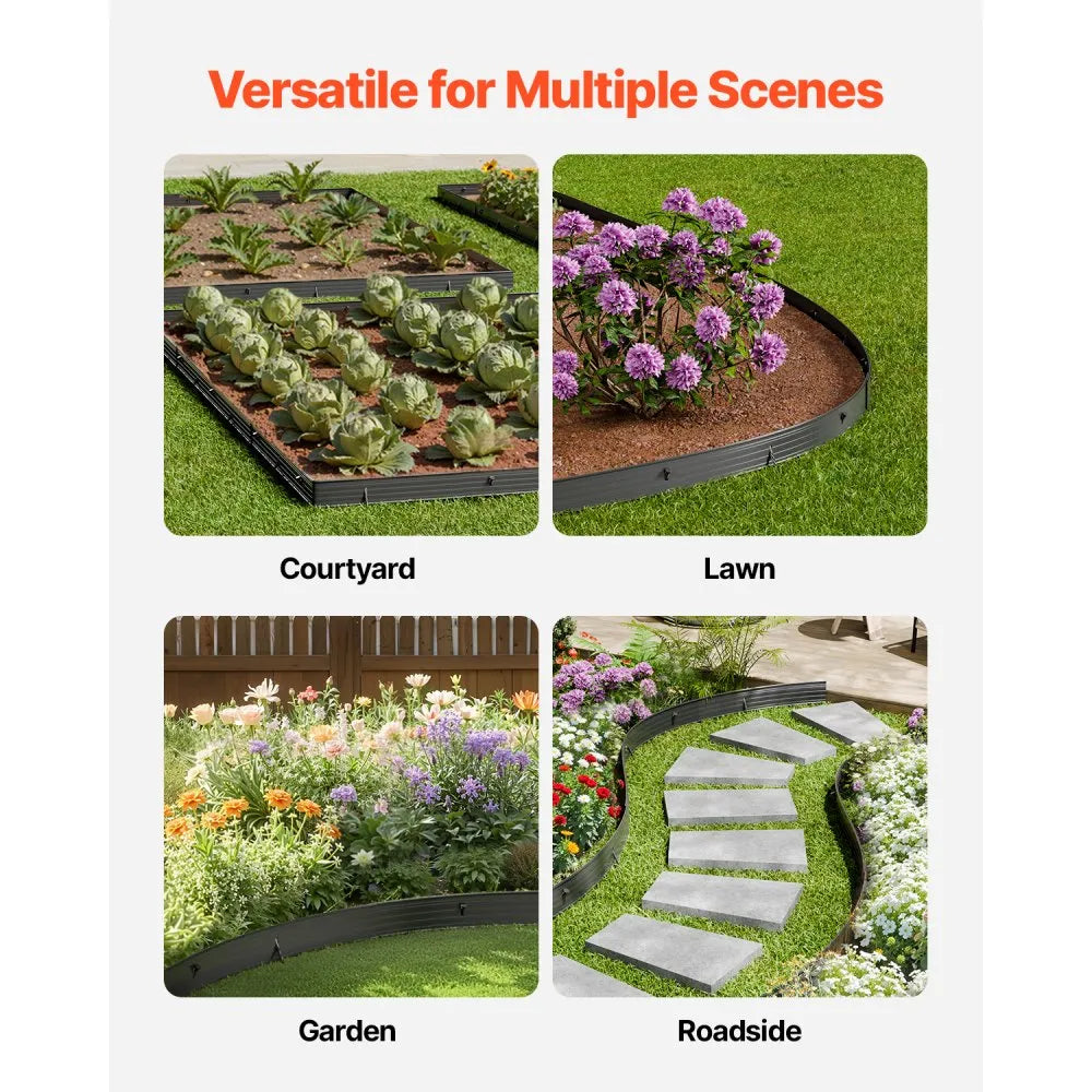 VEVOR Metal Landscape Edging, 8 Packs 72 in Rust-Resistant Aluminum Alloy Landscape Edging, Bendable Garden Edging Border, Heavy Duty Lawn Edging Fence for Flower Bed Yard Pathway