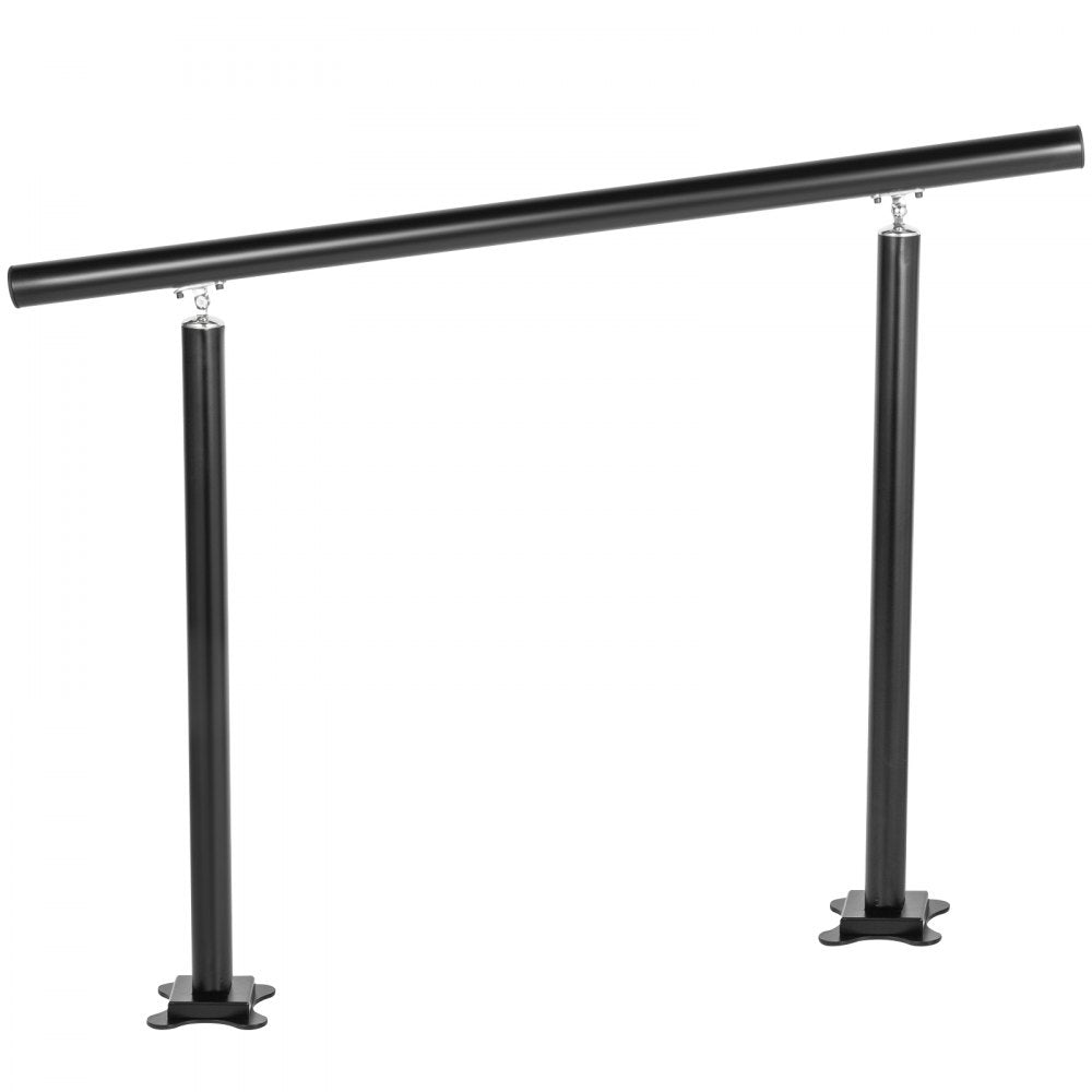 VEVOR Outdoor Stair Railing Kit, 4 FT Handrails 1-4 Steps, Adjustable Angle Black Aluminum Stair Hand Rail for The Elderly, Handrails for Outdoor Steps