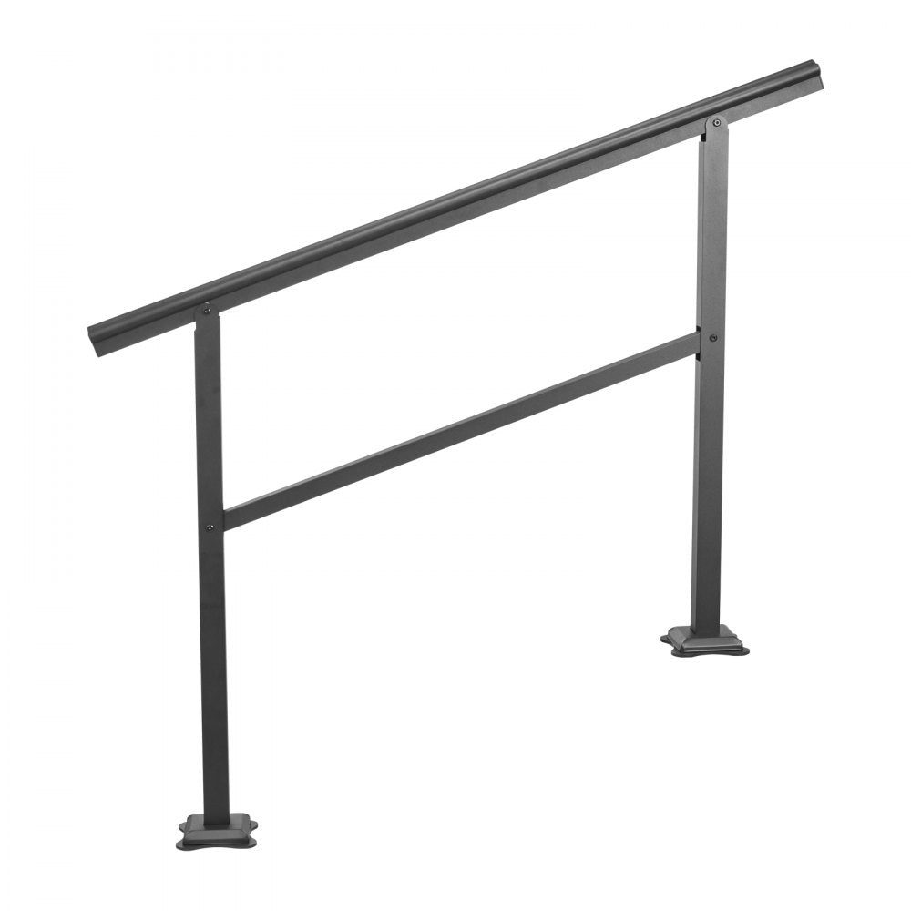 VEVOR Handrail Outdoor Stairs 47.6 X 35.2 Inch Outdoor Handrail Outdoor Stair Railing Adjustable from 0 to 30 Degrees Handrail for Stairs Outdoor Aluminum Black Stair Railing Fit 3-4 Steps