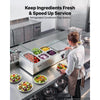 VEVOR Refrigerated Countertop Prep Unit Condiment Prep Station 16 QT ETL, for Commercial Restaurant Salad Bar, 160W, with 1 x 1/3 & 4 x 1/6 Pans, Auto Defrost, Adjustable Temp, Glass Sneeze Guard