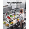 VEVOR Refrigerated Countertop Prep Unit Condiment Prep Station 22 QT ETL, for Commercial Restaurant Salad Bar, 160W, with 2 x 1/3 & 4 x 1/6 Pans, Auto Defrost, Temp Control, Stainless Steel Cover